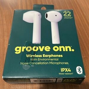 Groove Onn Wireless Earphones 1PX4 White 22 Hrs Playtime NIB